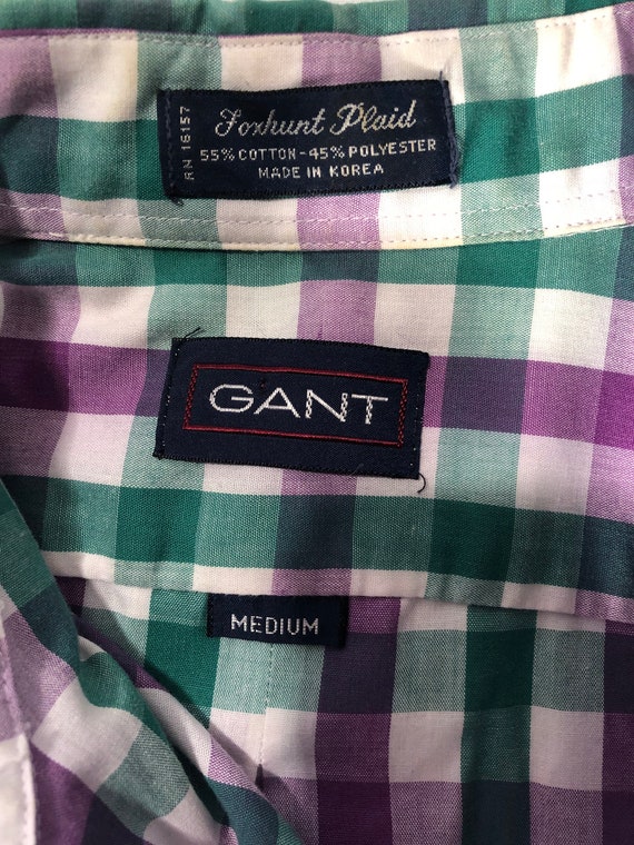 Vintage GANT brand purple green gingham foxhunt p… - image 7