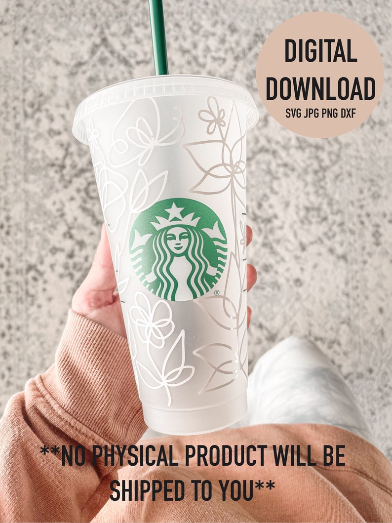 Starbucks Full Wrap svg Botanical Line Drawing SVG Starbucks svg Bloom Where You Are SVG Botanical Florals SVG