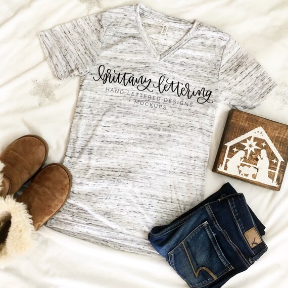 Bella Canvas 3005 White Marble Unisex T Shirt Flat Lay Fall Etsy