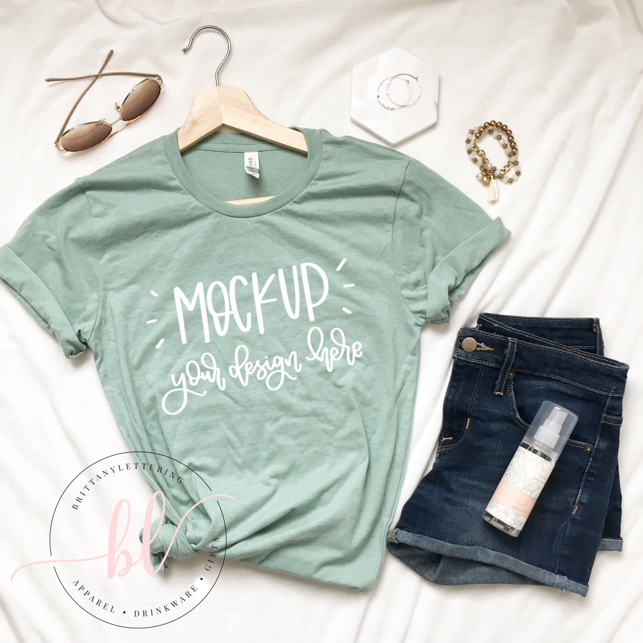 Bella Canvas Flat Lay Mockup Heather Prism Unisex Shirt Etsy