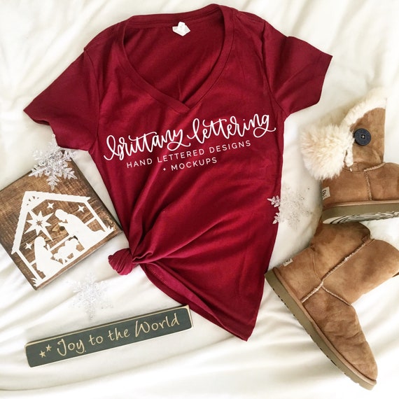 Next Level 1540 Scarlet T Shirt Flat Lay // Fall Flat Lay // Winter Flat Lay // Next Level Mockup