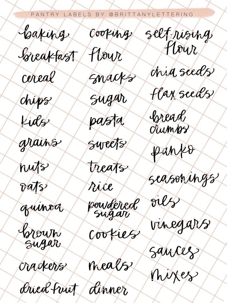 pantry labels svg pantry labels cricut hand lettered etsy