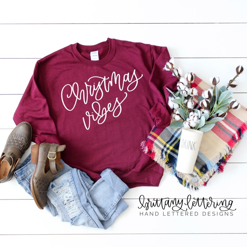 Christmas Vibes SVG - Christmas Design for Print - Christmas SVG - Sublimation Design - Christmas DIY - Cricut Cutting File - Silhouette image 3