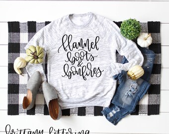 Flannel, Boots and Bonfires SVG - Flannel, Boots and Bonfires - Fall SVG - Hand Lettered SVG