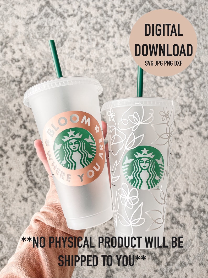 Starbucks Full Wrap svg Botanical Line Drawing SVG Starbucks svg Bloom Where You Are SVG Botanical Florals SVG