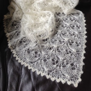 Off White Hand Knitted Kid Mohair Lace Evening Shawl, Ivory Hand Made Wedding Lace Wrap, Oversized Lace Blanket Scarf,Bridal Lace Wrap Stole