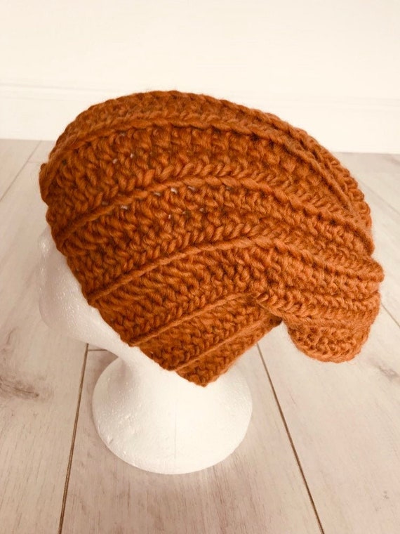 Women\'s Crochet Knitted Style Beanie Slouchy Hat Brown Soft Knit Beanie Lightweight Crochet Knitted Style Beanie  main image 2