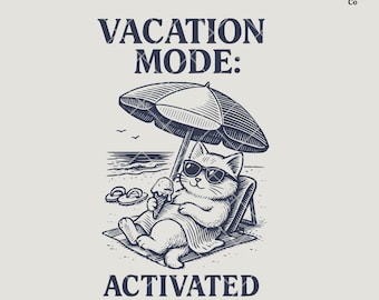 Vacation Cat SVG | Summer Beach Design (Digital Download)