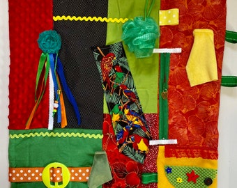 TROPICAL BIRDS PARROTS, Alzheimer's Fidget Blanket, Dementia by Restless Remedy