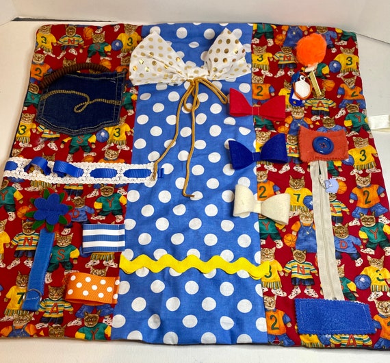 POLKA DOT CATS Activity Quilt for Autism Dementia Stroke by