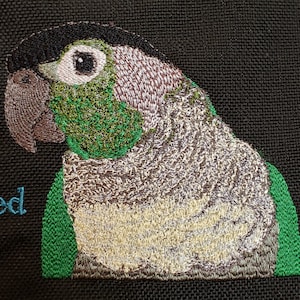 Green cheek conure - 4 inch embroidery, 10 colors