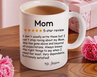 Personalized Five-Star Review Mug with Name Ceramic Coffee Mug Mother's Day Birthday Gift for Mom