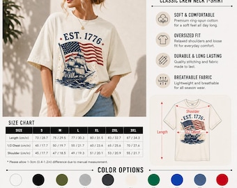 Koszulka z flagą amerykańską z 1776 r., koszulka z żaglowcem w stylu vintage, koszulka patriotyczna z USA, koszulka z okazji 250. rocznicy Ameryki, prezent na 4 lipca