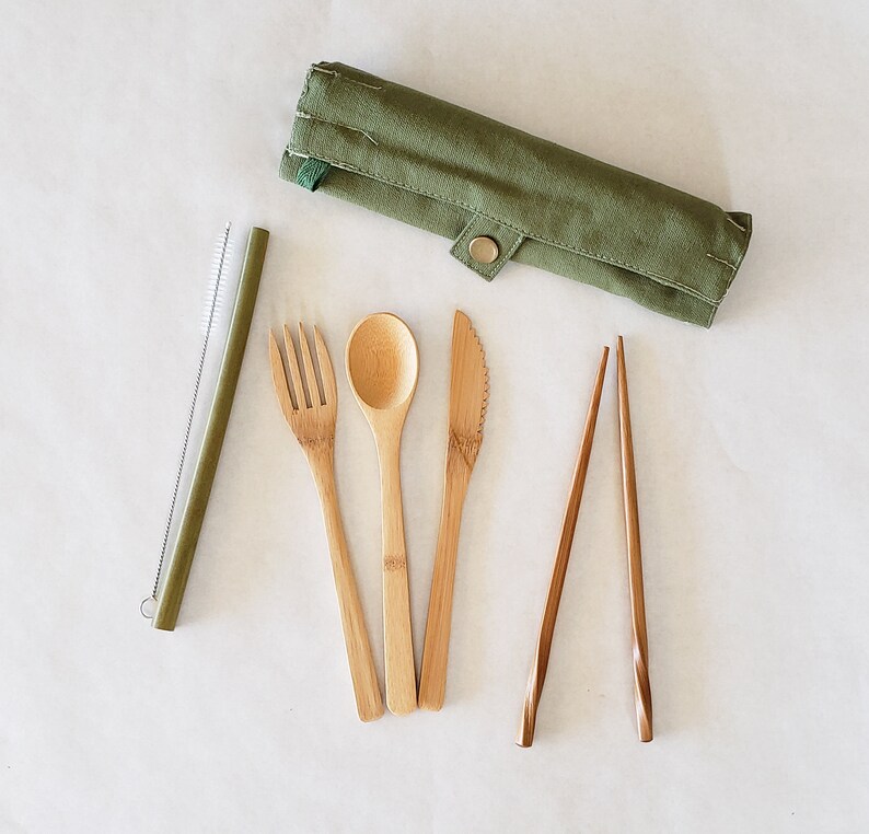 Reusable Utensil Set Bamboo Zero Waste Utensils with Fork Etsy