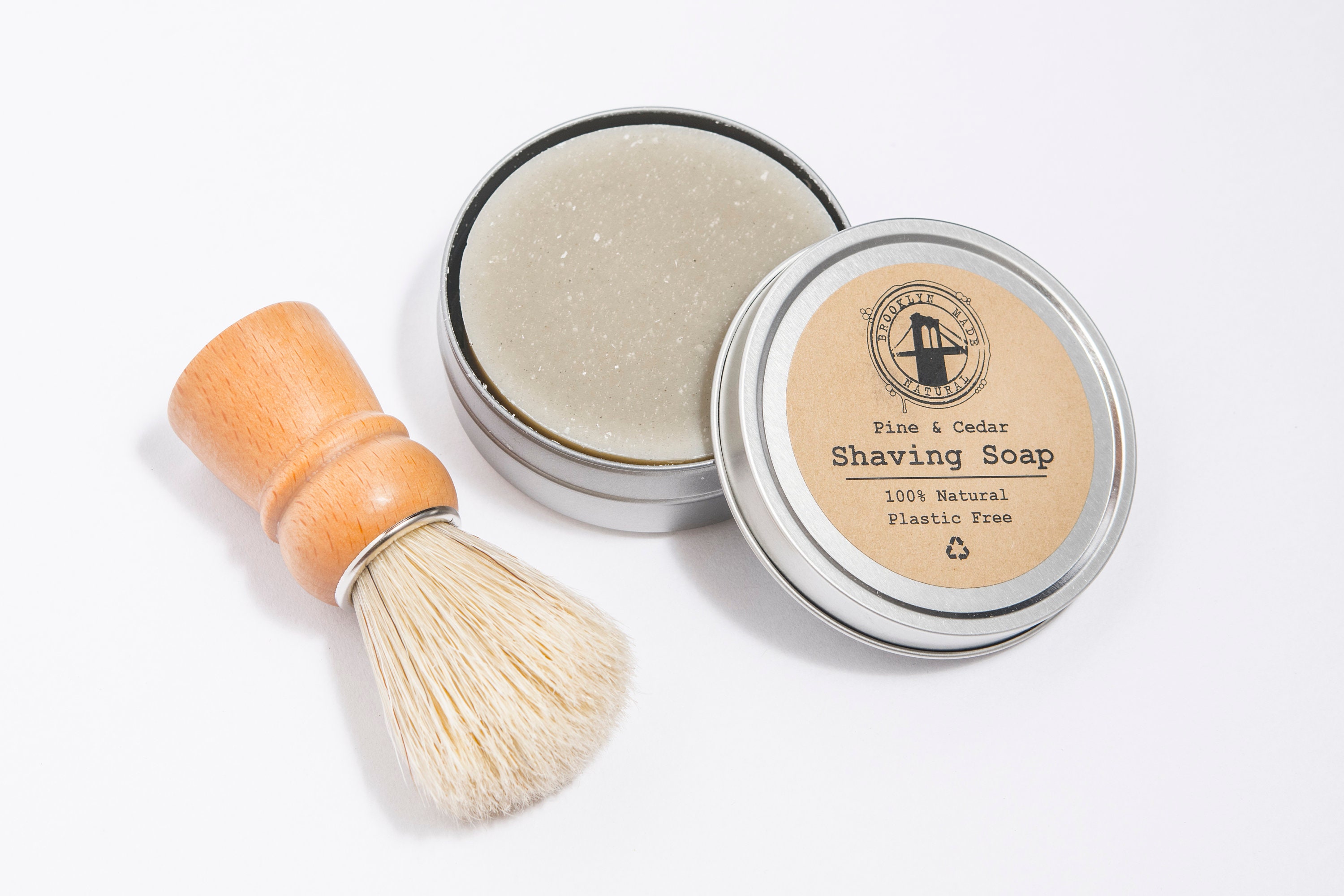 Organic Shave Soap with Tin and Shaving Brush Option