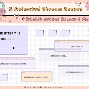 ANIMATED Stream Package Pastel Purple Simple Desktop - Animated Scene Transitions, Twitch Banner, and more! LoFi, cute, pastel aesthetic