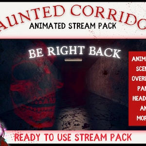 ANIMATED Horror Stream Pack Haunted Corridor - Animated Scenes, Overlays, Panel Headers & more! Skulls, Halloween, Dark, Goth Aesthetic