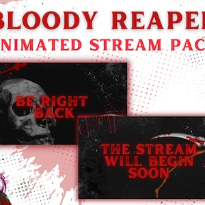 RETIRED~ Bloody Grim Reaper Animated Stream Pack - Animated Scenes, Overlays, Panel Headers and more! Horror, Blood, Halloween, Dark