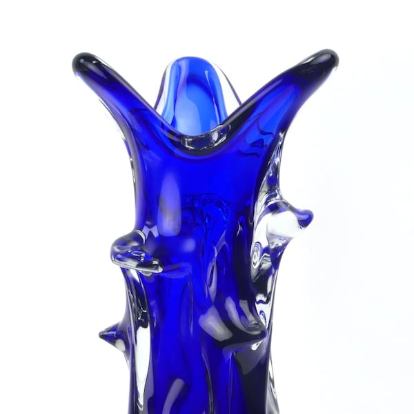 Vase de Murano bleu cobalt en verre blanc massif - Mi-XXe - Italien Moderne - Design vintage