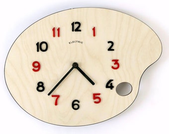 Formica wall painter's palette clock from the ELECTRIC brand - Mid-19th century - Retro decoration - Collector's clocks - France