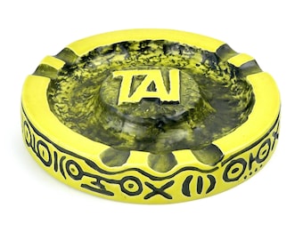 Vintage TAI Ceramic Ashtray: Yellow French Advertising Collectible