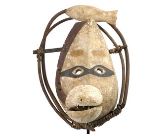 Yupik Masked Fish Spirit Mask on Stand - Northern Alaska Ethnic Art