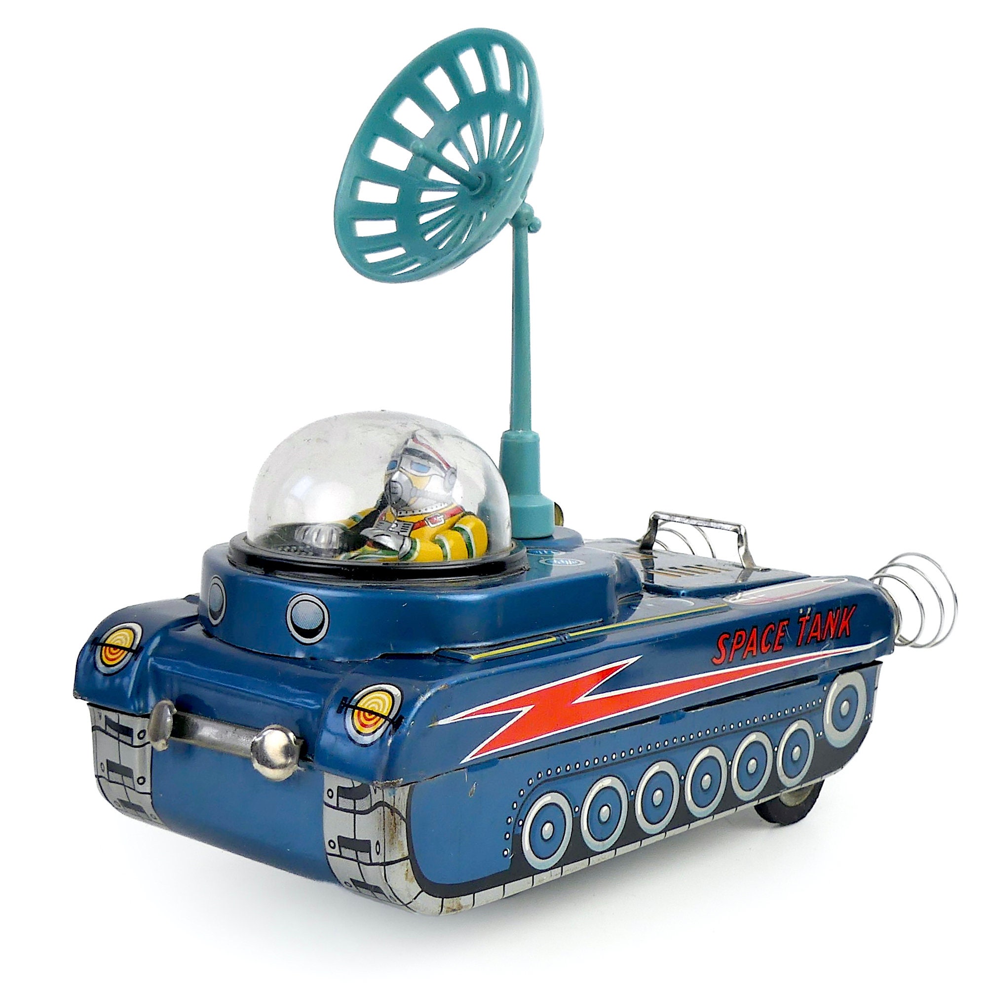Space Tank M-18 électrique En Tôle Bleu Et Rouge Des Années