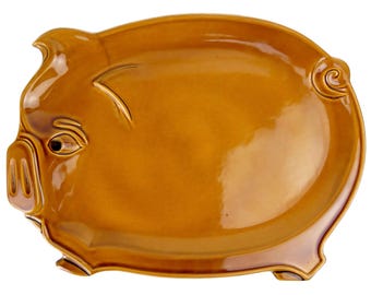 Gil Vargas Glazed Ceramic Pig Platter - Mid-20th Century - Spain - Castilian Collectible Ceramic