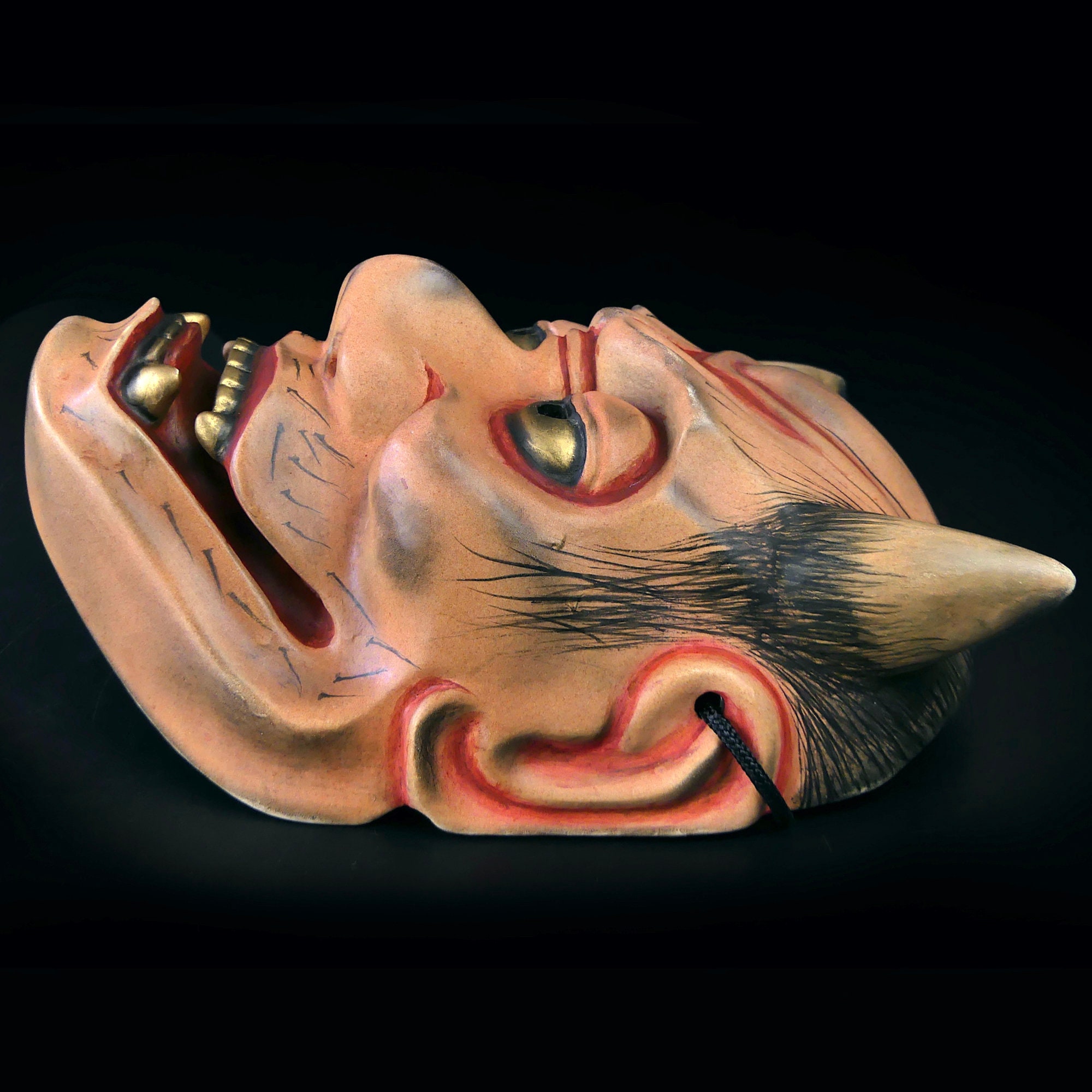 Signed Yakan Noh Mask: Malevolent Fox Spirit, Japanese Cypress