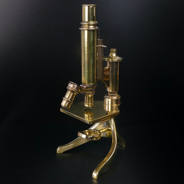 Microscope E.Leitz Wetzlar en laiton massif restauré - Instrument de laboratoire rare de collection - XIXe - France - Allemagne - Curiosité