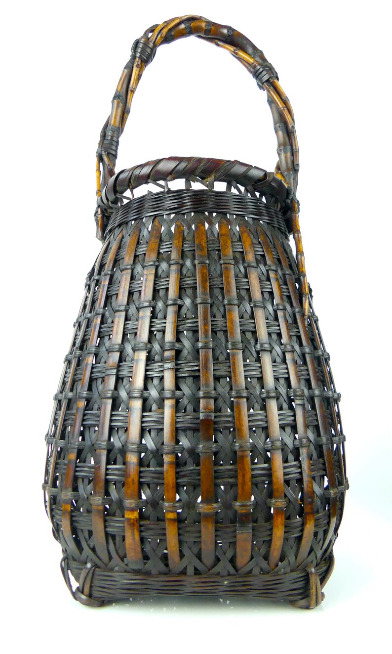 Ikebana Basket Signed in Bamboo Basketry Japan Shōwa Etsy