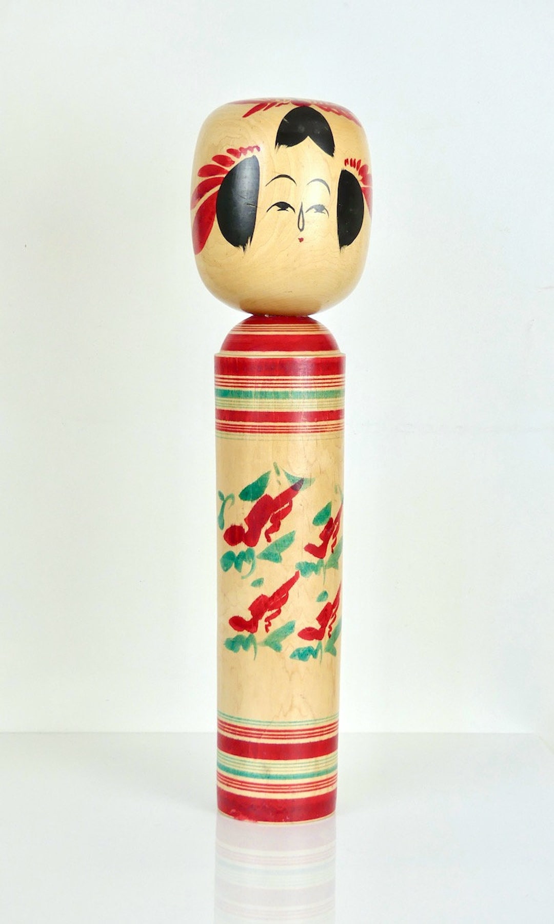 Grande poupée en bois japonaise, KOKESHI VINTAGE, 24.5cm