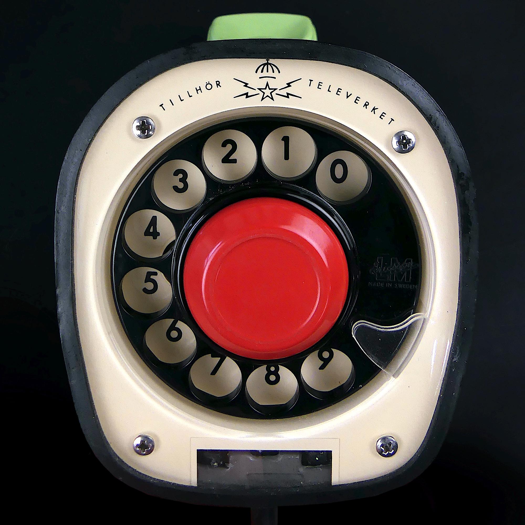 Vintage LM Ericsson Ericofon Cobra Phone - Soft Green 1950s