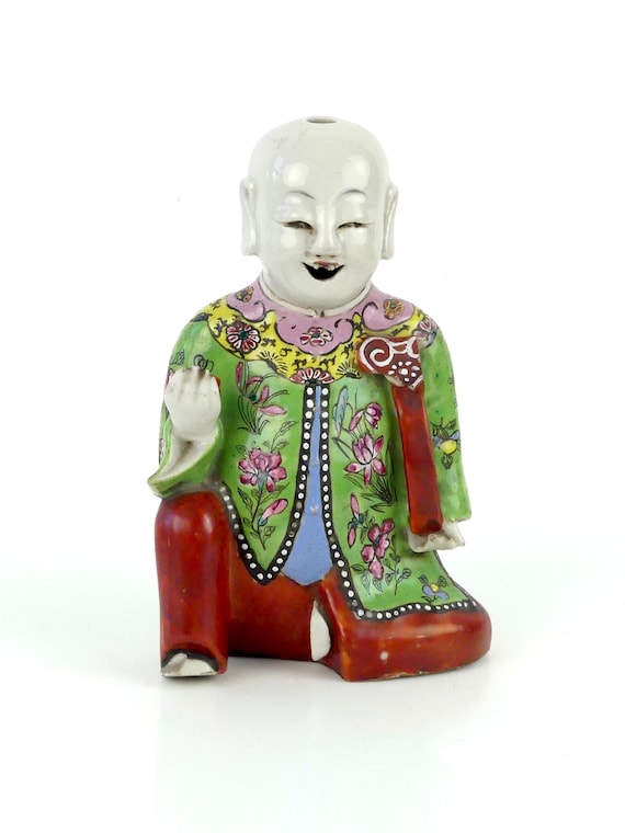 清朝多彩磁器「笑う高貴な人物像」：中国文化芸術 - Etsy 日本
