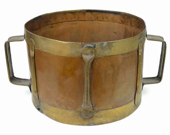 Settier di misurini per cereali in rame e ottone, realizzato a mano - Decorazione retrò - Oggetto da collezione antico - Francia