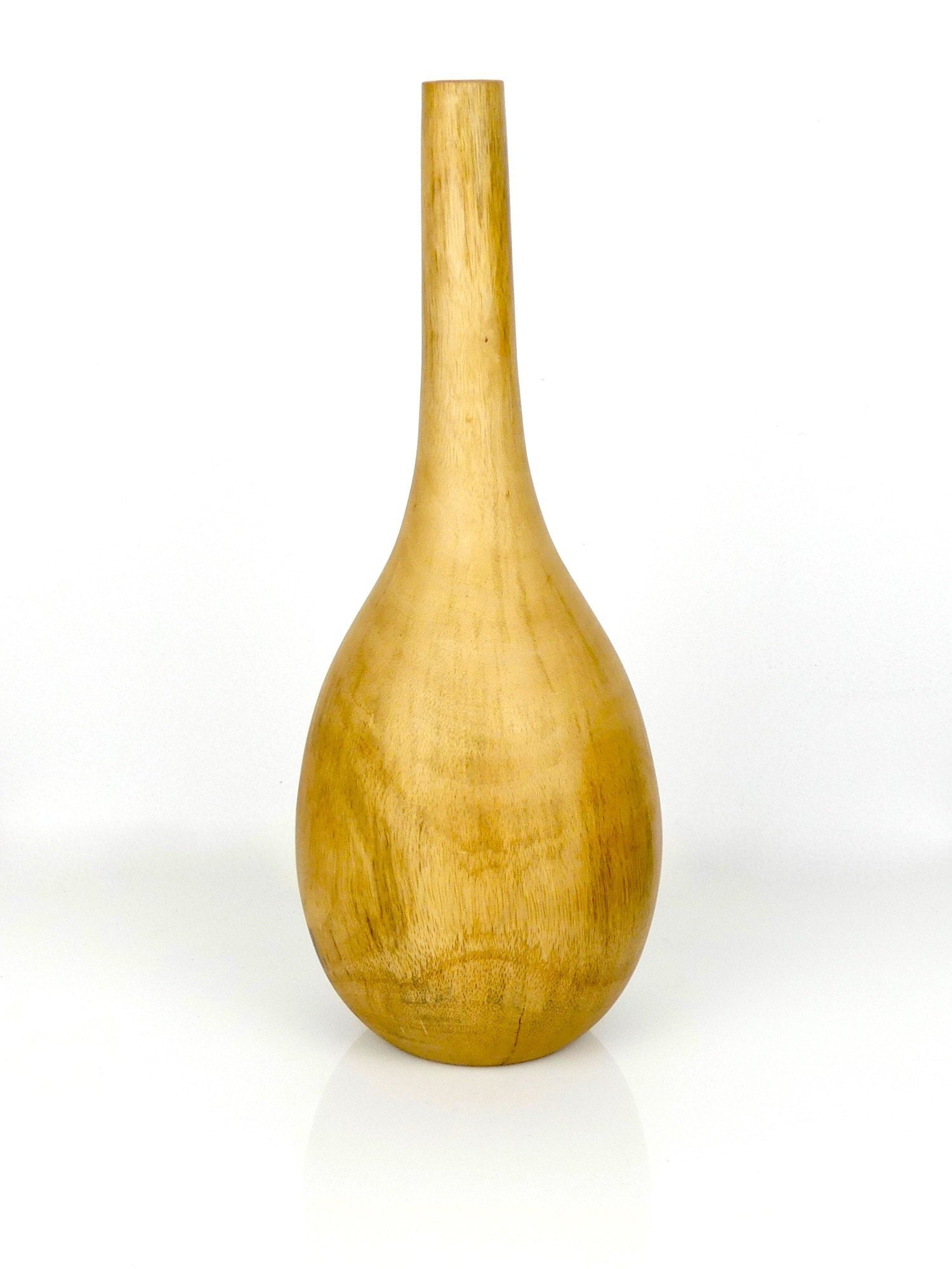 Vase à Long Col en Bois de Manguier - Déco Design Fabrication Artisanale Thaïlande