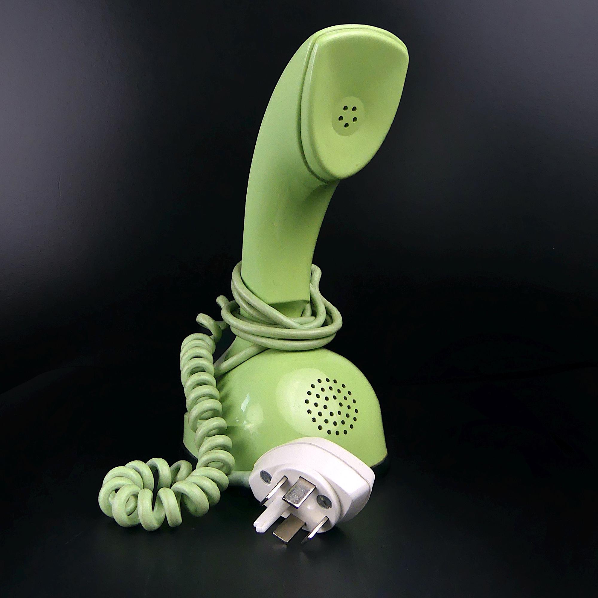 Vintage LM Ericsson Ericofon Cobra Phone - Soft Green 1950s