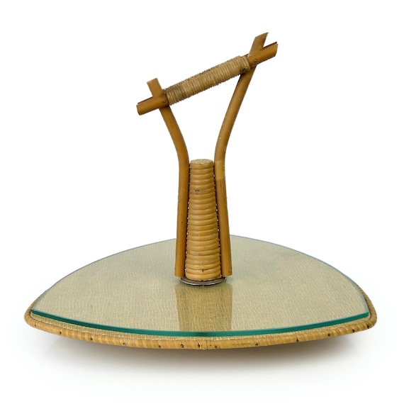 Plateau à Fromage Tournant En Verre Et Bambou – Style Rétro Vintage Marqueterie