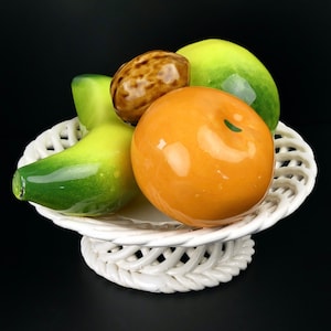 Small fruit basket in multi-colored slip - 1960s - Vallauris style - Vintage decor - collectible ceramic