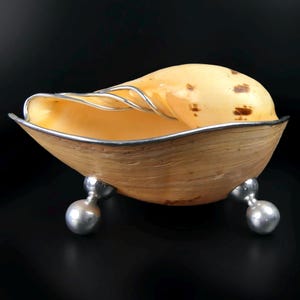 Large Melo Amphora Bowl on 4 Round Aluminum Feet - Silverware - Tableware - Sea Curio