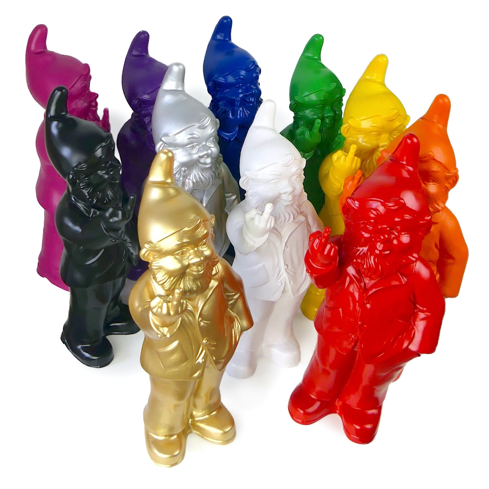 Eleven Sponti Dwarf Garden Gnomes by Ottmar Hörl in Multicolored