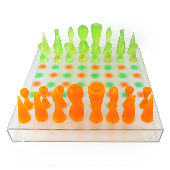 Karim Rashid チェスセット Karim Rashid Design Chess Set: Orange & Green Pop Art Decor - Etsy