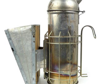 Stainless Steel and Wood Bee Smoker - Late 20th Century - Folk Art - Beekeeping Accessory - Italy