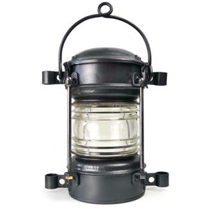 Large mast lantern old marine lamp with Fresnel lens - Collectible lantern - Marine decoration