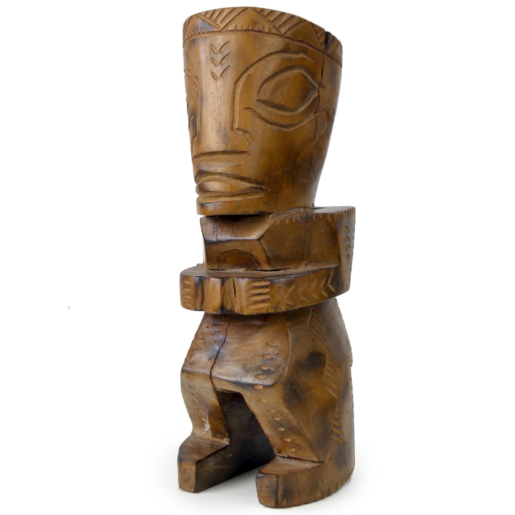 Vintage 1969 Polynesian Tiki Statue – Hand-carved Miro Rosewood 