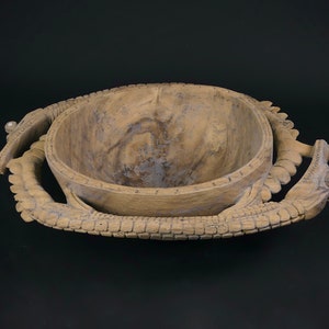 Grand bol de sagou en bois sculpté Papouasie-Nouvelle-Guinée Curiosité ethnique image 5