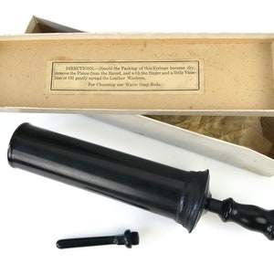 Seringue de médecine en caoutchouc dur utilisée pendant la guerre civile - USA - Fin XIXe - 1851 - Instrument de collection - Curiosité