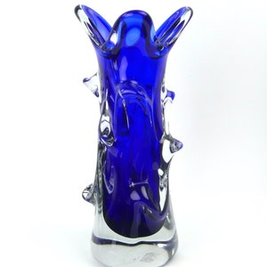 Vase de Murano bleu cobalt en verre blanc massif Mi-XXe Italien Moderne Design vintage image 2