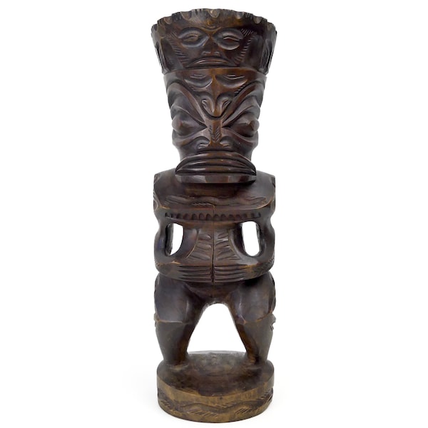 Tiki tahitien sombre en bois de rose d’Océanie - Polynésie - Collection Pacifique