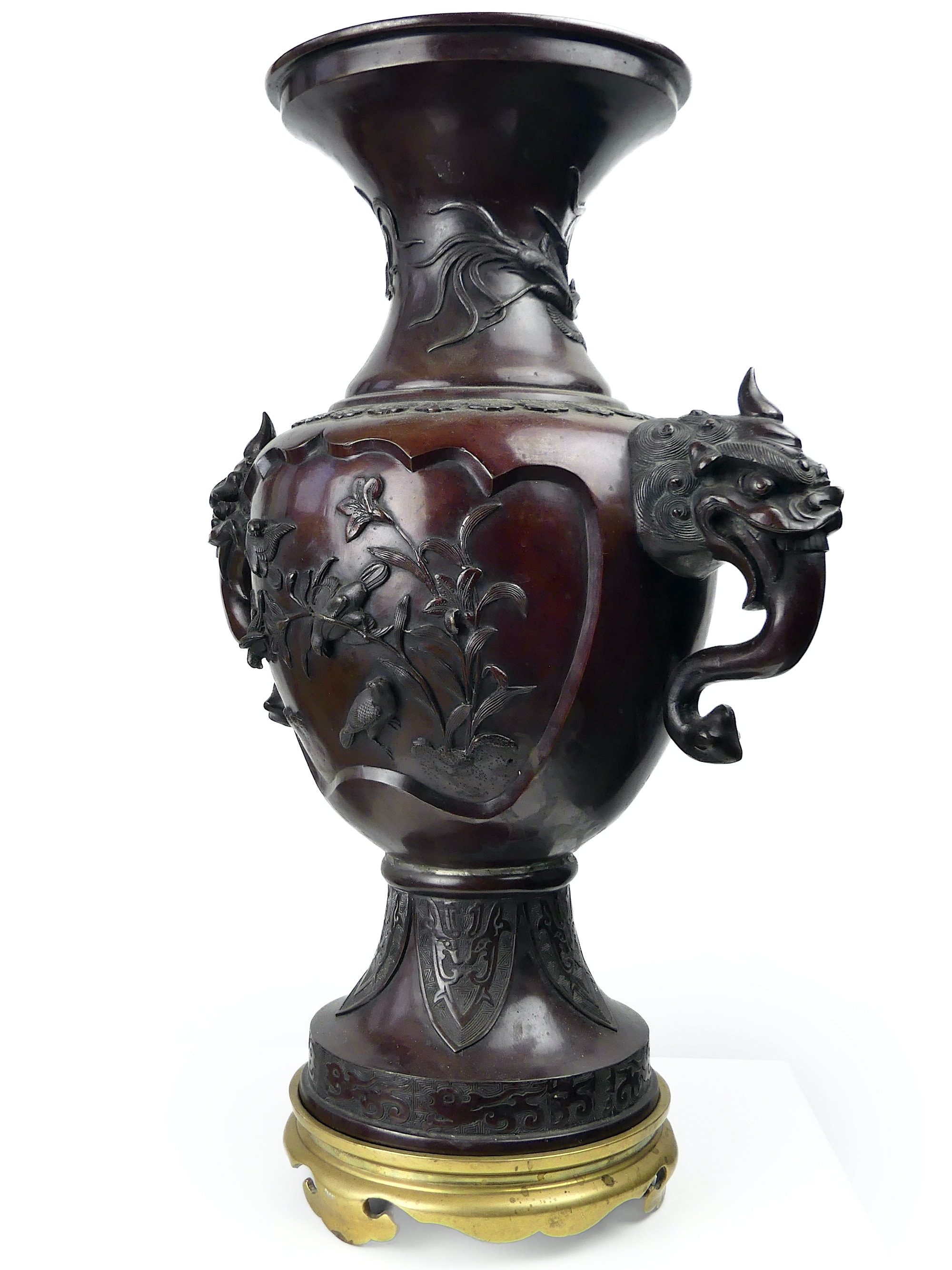 明治時代の日本青銅製香炉：龍柄、花模様 - Etsy 日本